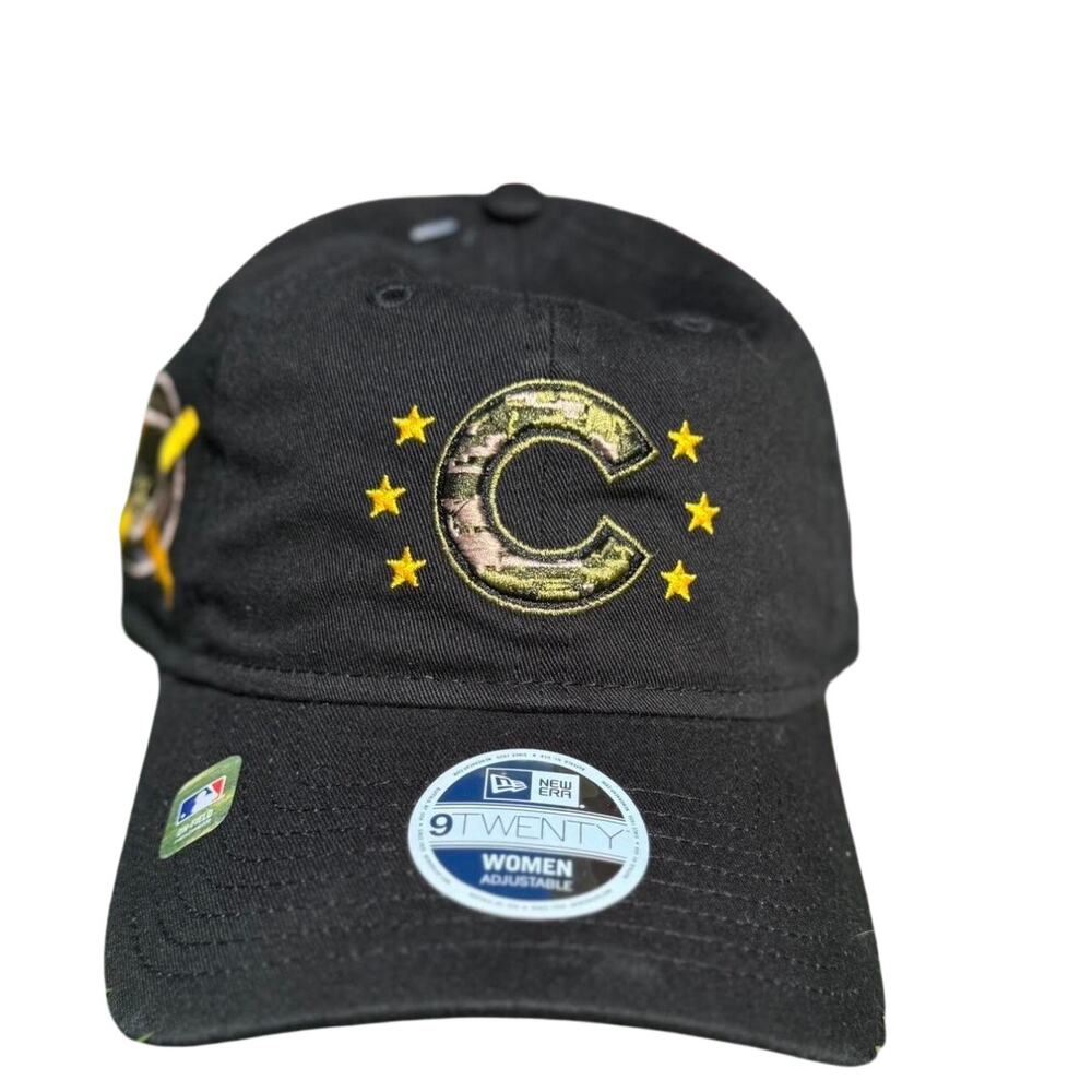 Chicago Cubs New Era 9TWENTY Black Gold Adjustable Hat Salute to Service NWT